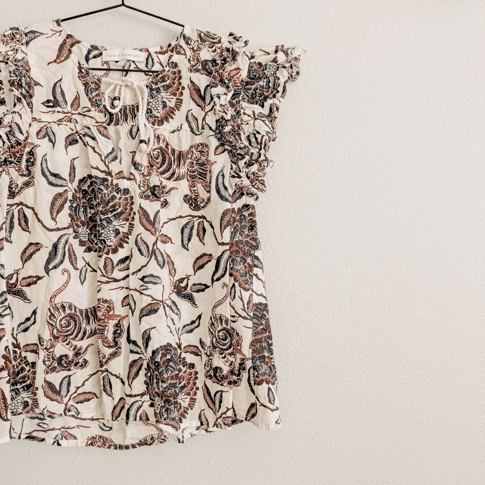 House Of Harlow 1960 Zoey Boho Ruffle Floral Top. Size Medium